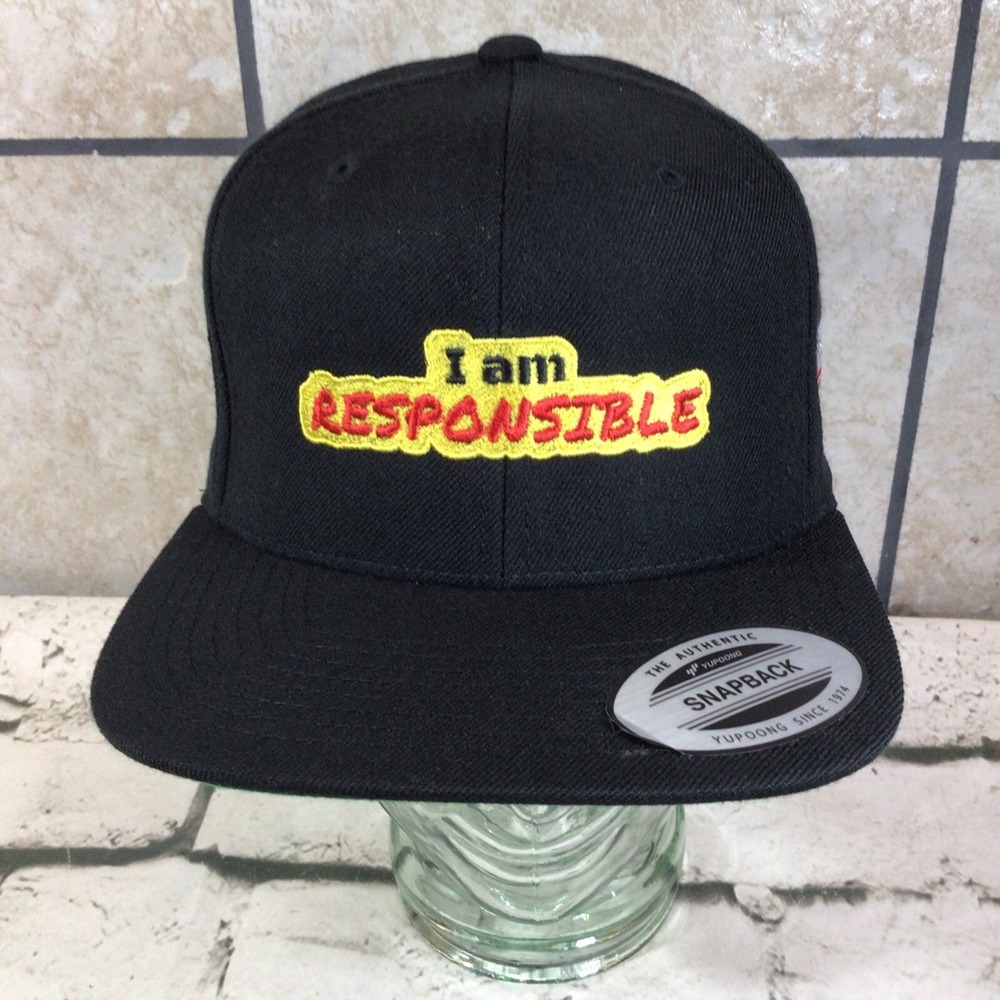I Am Responsible Hat Mens Black Snapback Security Safety American Flag Ball Cap